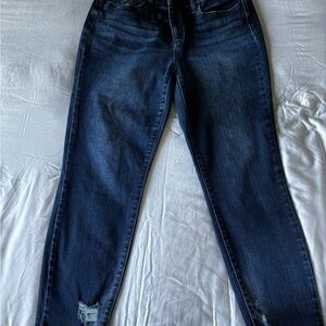 Judy Blue Dark Wash Slim fit ankle Jeans with “shark hem”